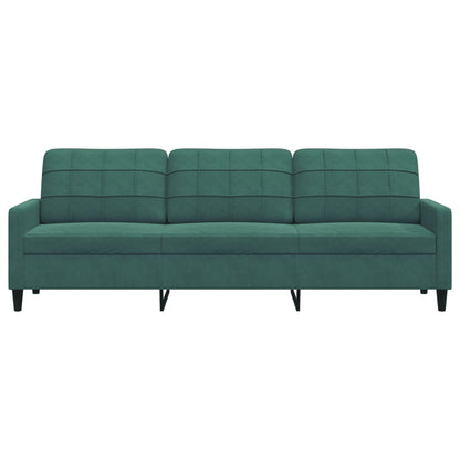 Sofá de 3 lugares 210 cm veludo verde-escuro