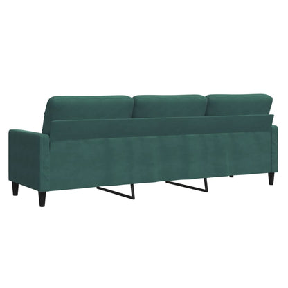 Sofá de 3 lugares 210 cm veludo verde-escuro