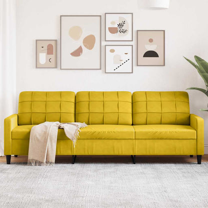 Sofá de 3 lugares 210 cm veludo amarelo