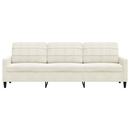 Sofá de 3 lugares 210 cm veludo cor creme