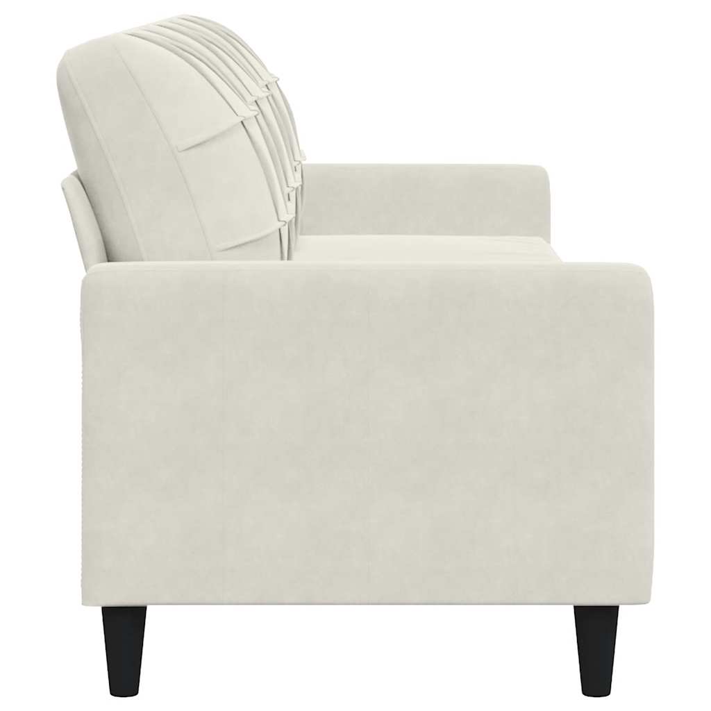 Sofá de 3 lugares 210 cm veludo cor creme