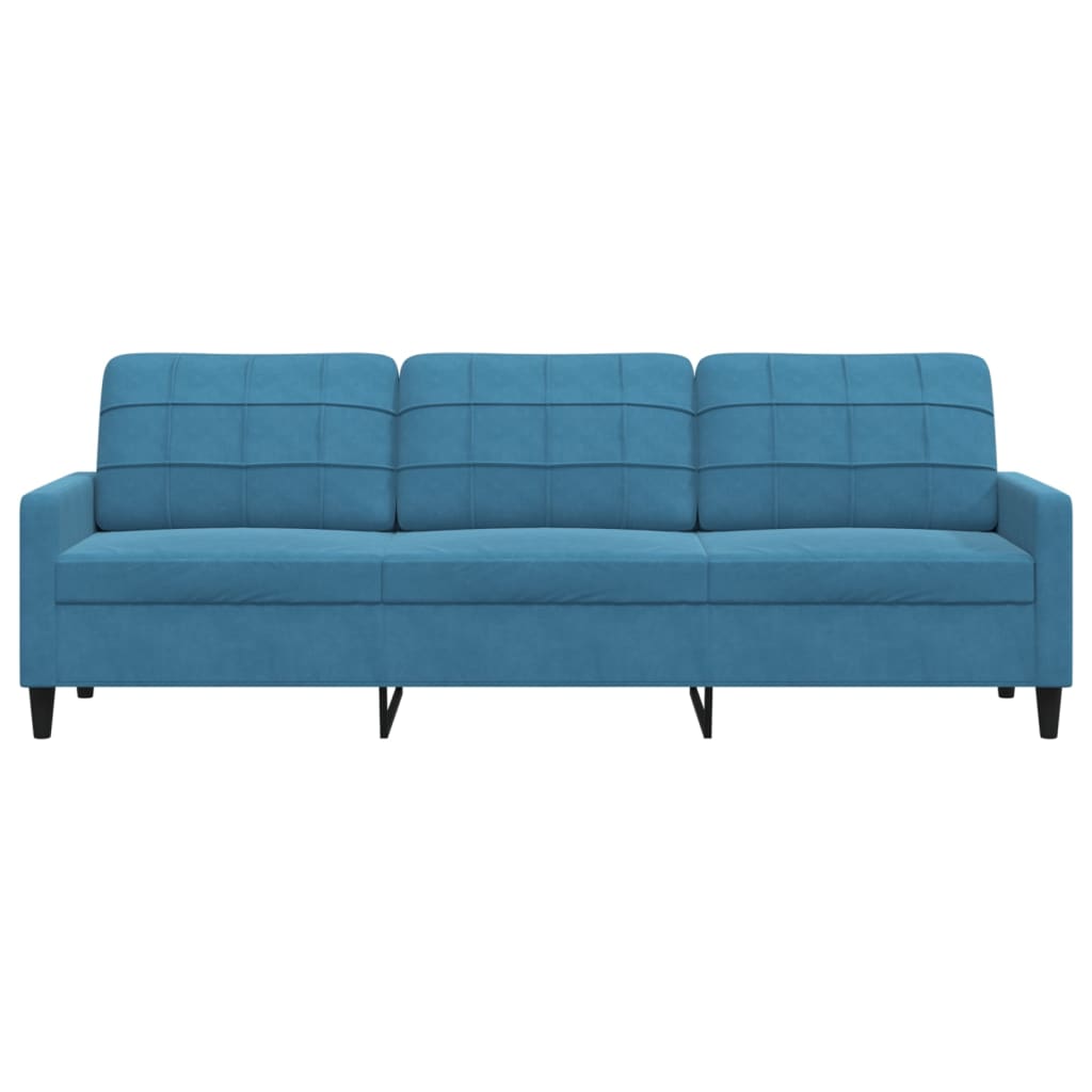 Sofá de 3 lugares 210 cm veludo azul