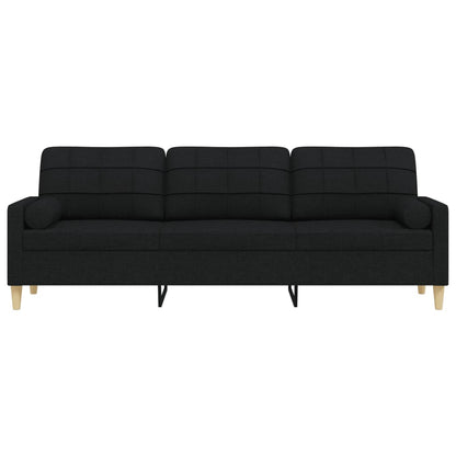 Sofá 3 lugares c/ almofadas decorativas 210 cm tecido preto