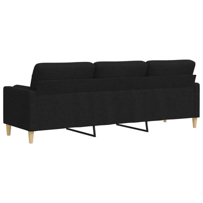 Sofá 3 lugares c/ almofadas decorativas 210 cm tecido preto