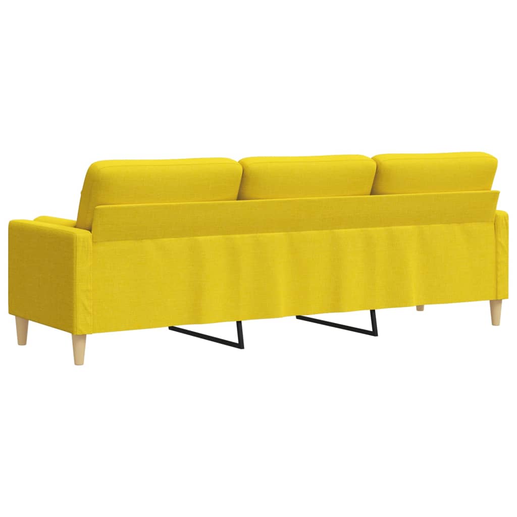 Sofá 3 lug. c/ almofadas decorativas 210cm tecido amarelo-claro