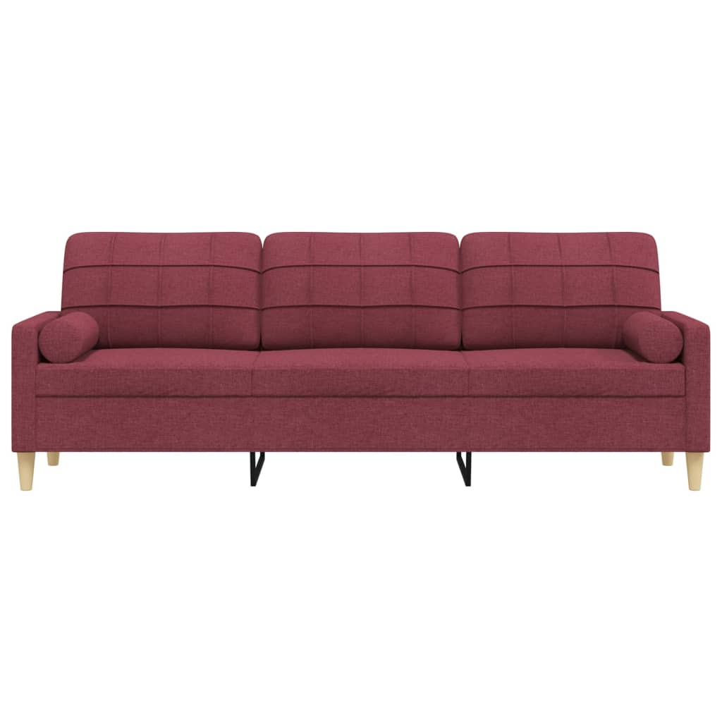 Sofá 3 lug. + almofadas decorativas 210cm tecido vermelho tinto