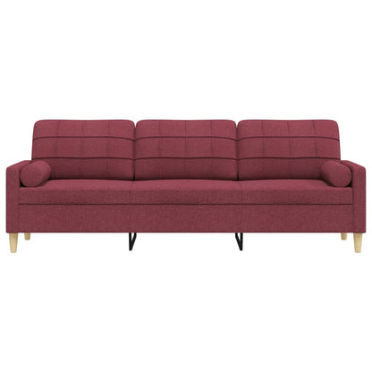 Sofá 3 lug. + almofadas decorativas 210cm tecido vermelho tinto