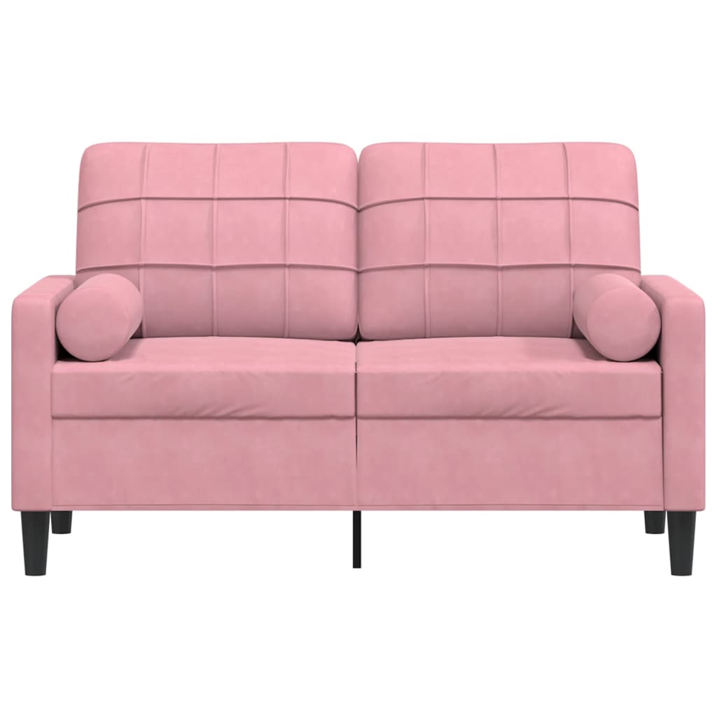 Sofá 2 lug. c/ almofadas decorativas 120 cm veludo rosa