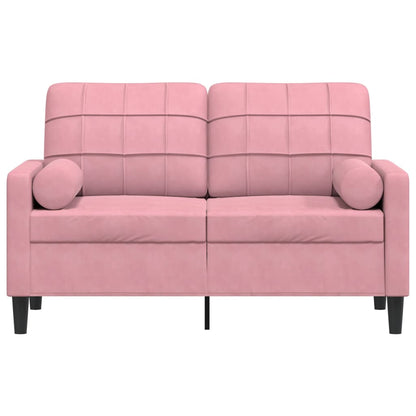 Sofá 2 lug. c/ almofadas decorativas 120 cm veludo rosa