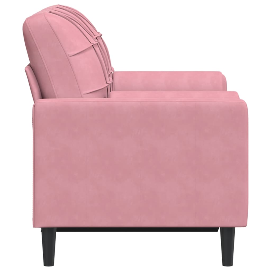 Sofá 2 lug. c/ almofadas decorativas 120 cm veludo rosa
