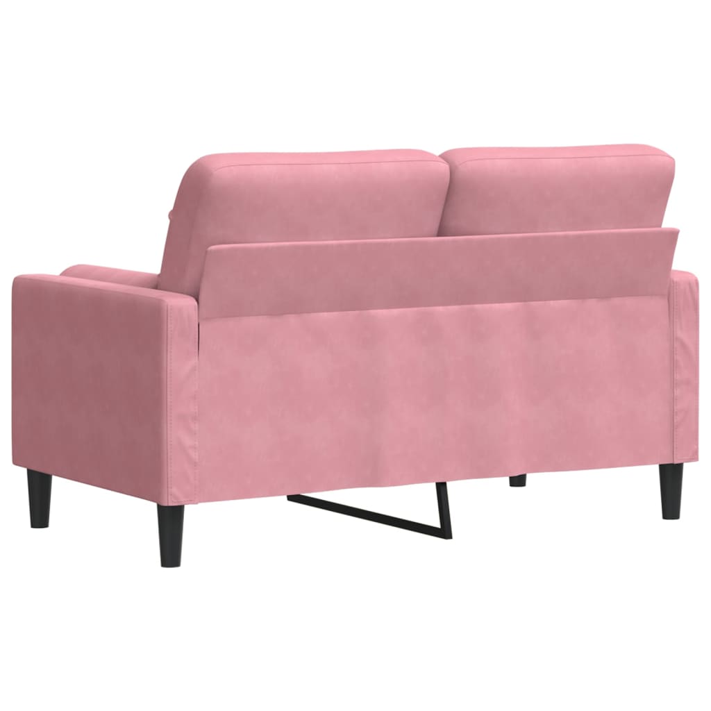 Sofá 2 lug. c/ almofadas decorativas 120 cm veludo rosa