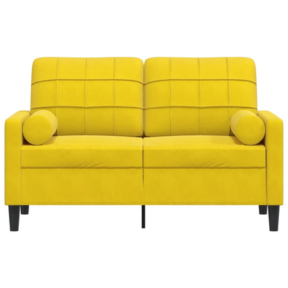 Sofá 2 lugares c/ almofadas decorativas 120 cm veludo amarelo