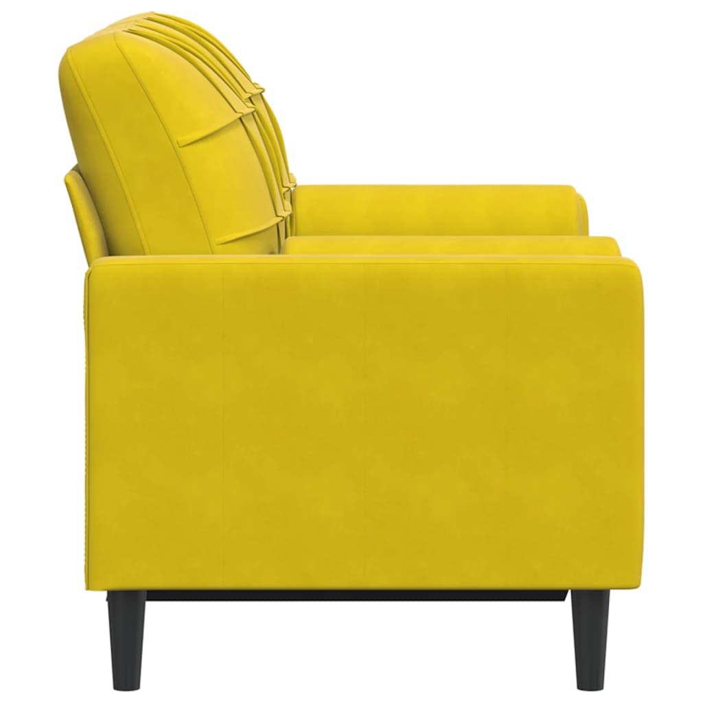 Sofá 2 lugares c/ almofadas decorativas 120 cm veludo amarelo