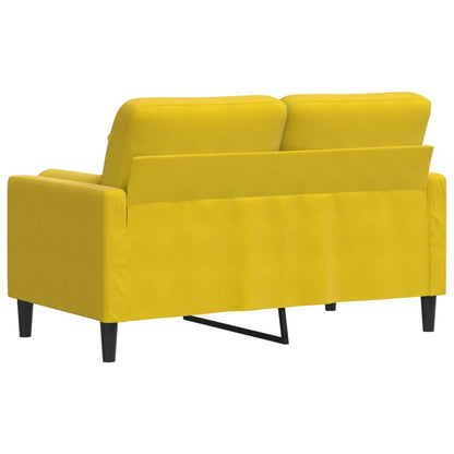 Sofá 2 lugares c/ almofadas decorativas 120 cm veludo amarelo