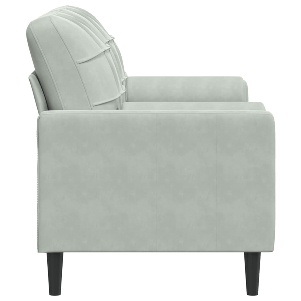 Sofá 2 lugares + almofadas decorativas 140cm veludo cinza-claro