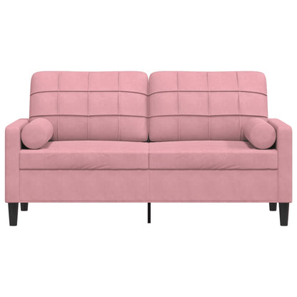Sofá 2 lugares c/ almofadas decorativas 140 cm veludo rosa