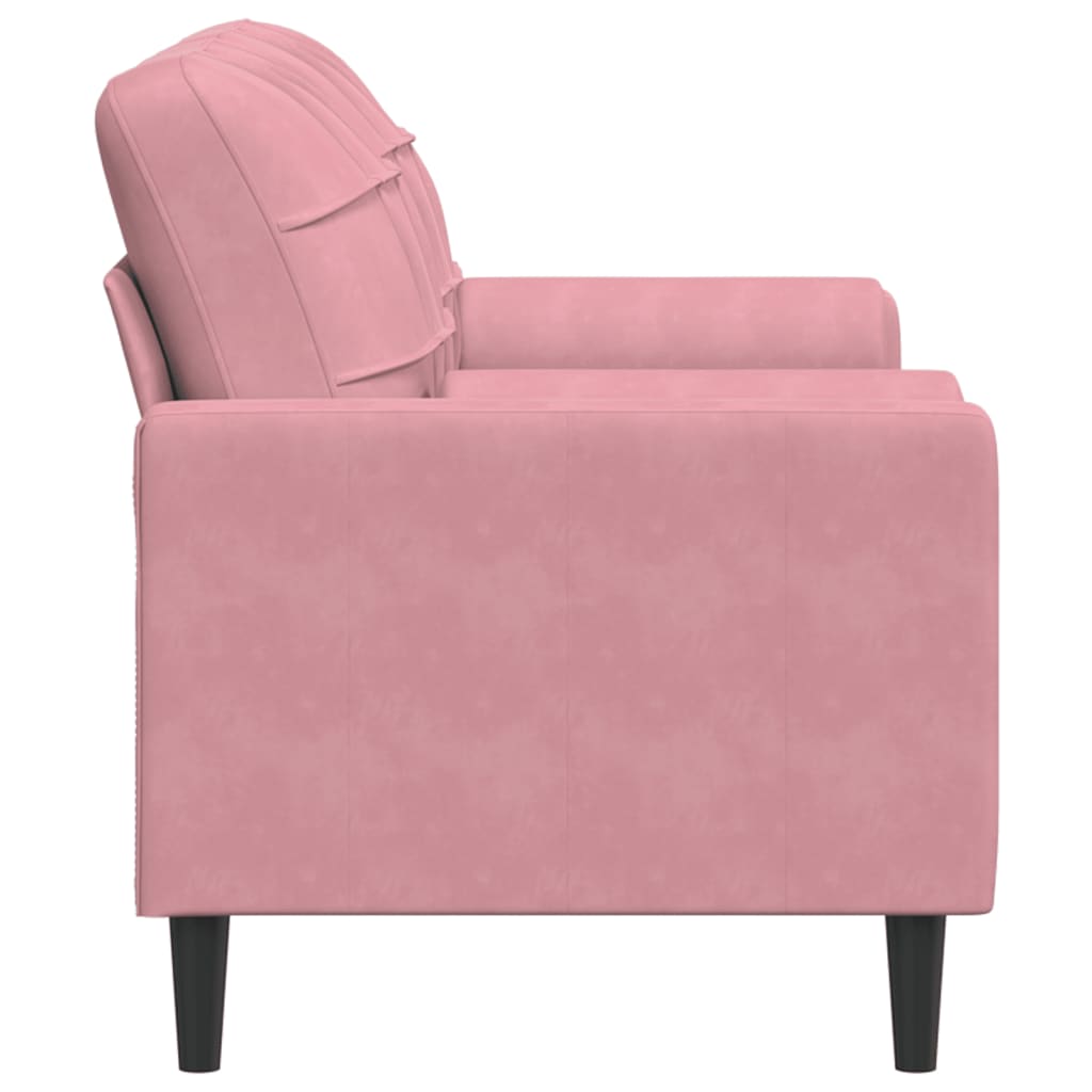 Sofá 2 lugares c/ almofadas decorativas 140 cm veludo rosa