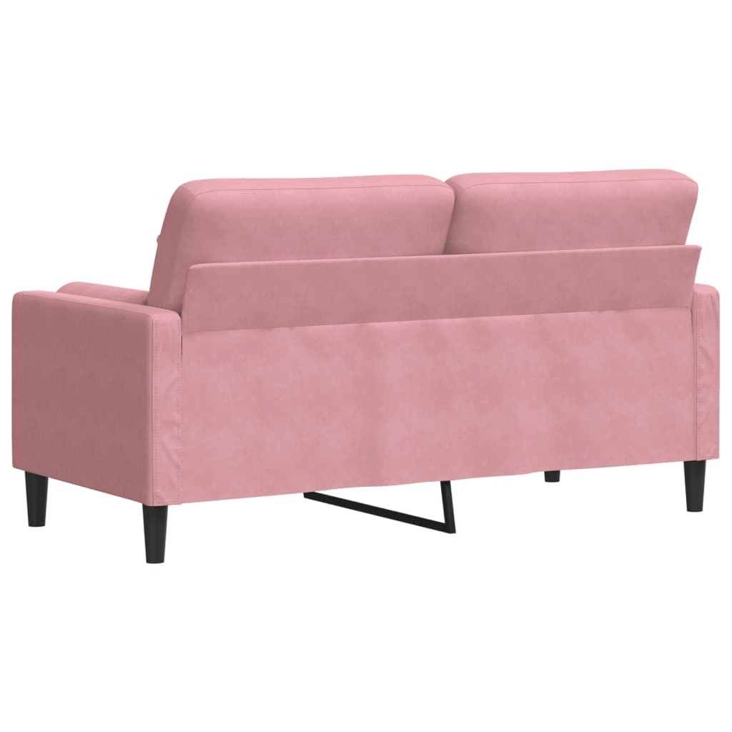 Sofá 2 lugares c/ almofadas decorativas 140 cm veludo rosa