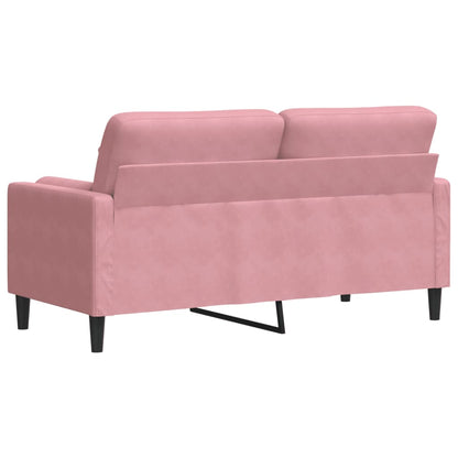 Sofá 2 lugares c/ almofadas decorativas 140 cm veludo rosa