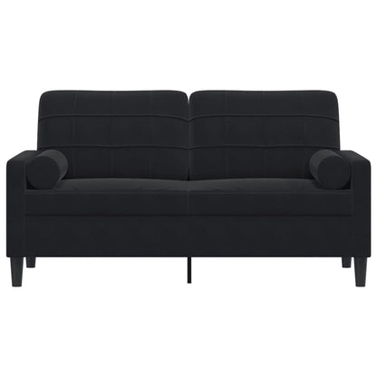 Sofá 2 lugares c/ almofadas decorativas 140 cm veludo preto
