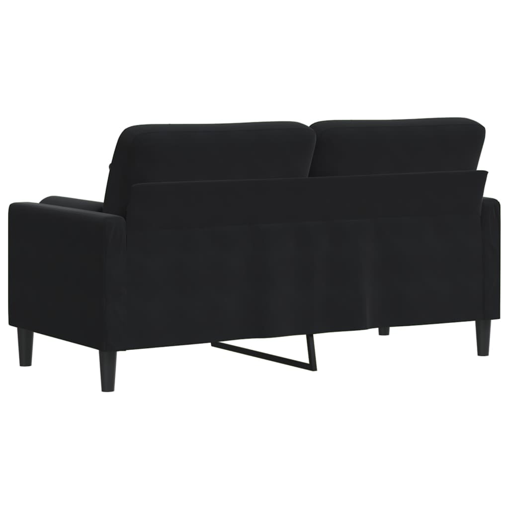 Sofá 2 lugares c/ almofadas decorativas 140 cm veludo preto