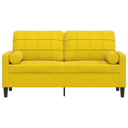 Sofá 2 lugares c/ almofadas decorativas 140 cm veludo amarelo