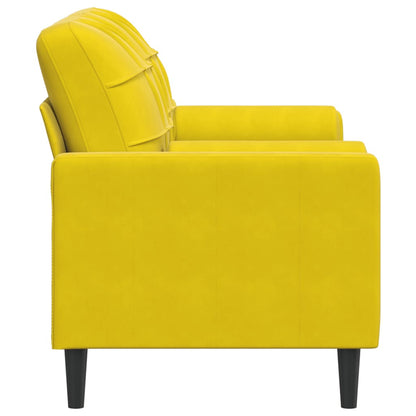 Sofá 2 lugares c/ almofadas decorativas 140 cm veludo amarelo