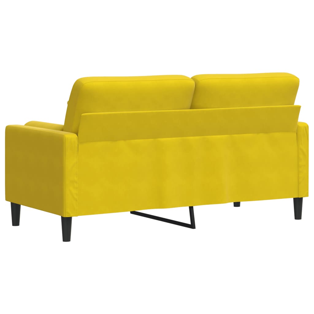 Sofá 2 lugares c/ almofadas decorativas 140 cm veludo amarelo