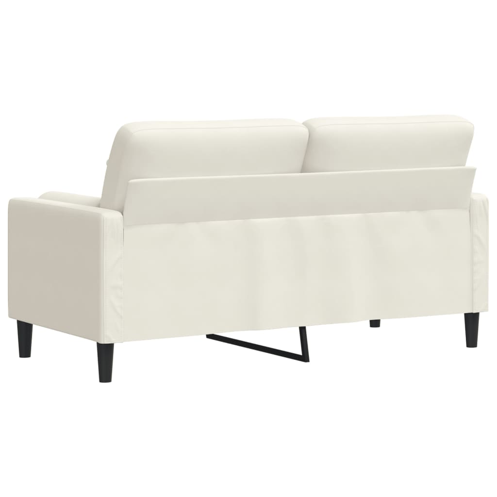 Sofá 2 lugares c/ almofadas decorativas 140 cm veludo creme