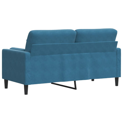 Sofá 2 lugares c/ almofadas decorativas 140 cm veludo azul