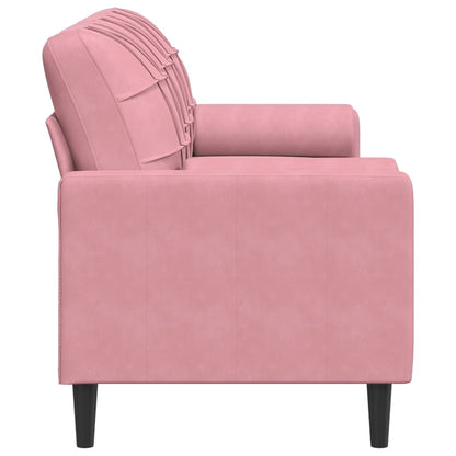 Sofá 3 lugares c/ almofadas decorativas 180 cm veludo rosa