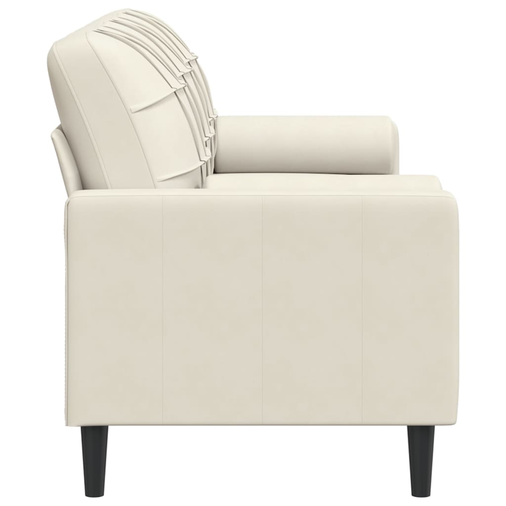 Sofá 3 lugares c/ almofadas decorativas 180 cm veludo creme