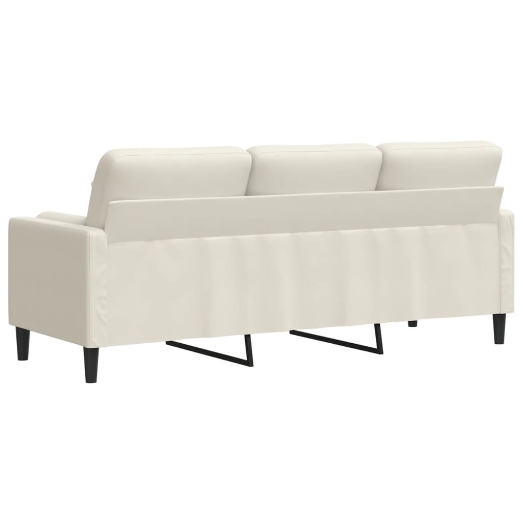 Sofá 3 lugares c/ almofadas decorativas 180 cm veludo creme