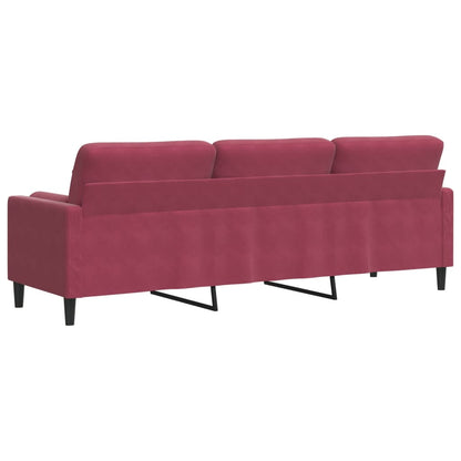 Sofá 3 lug. + almofadas decorativas 210cm veludo vermelho tinto