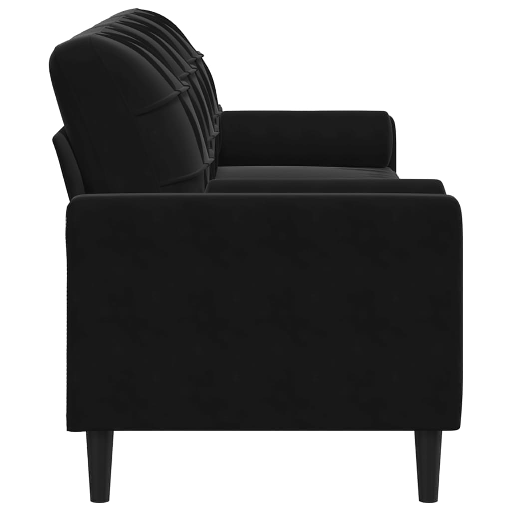 Sofá 3 lugares c/ almofadas decorativas 210 cm veludo preto