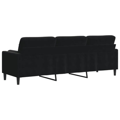 Sofá 3 lugares c/ almofadas decorativas 210 cm veludo preto
