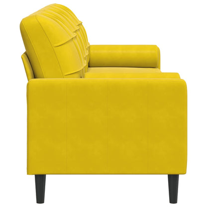 Sofá 3 lugares c/ almofadas decorativas 210 cm veludo amarelo
