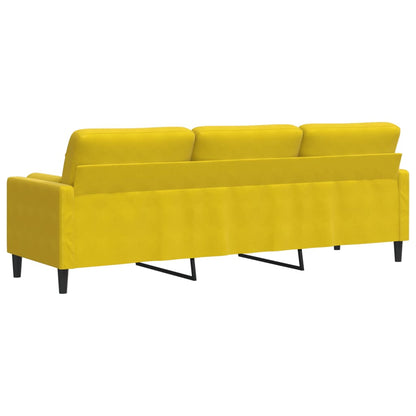 Sofá 3 lugares c/ almofadas decorativas 210 cm veludo amarelo
