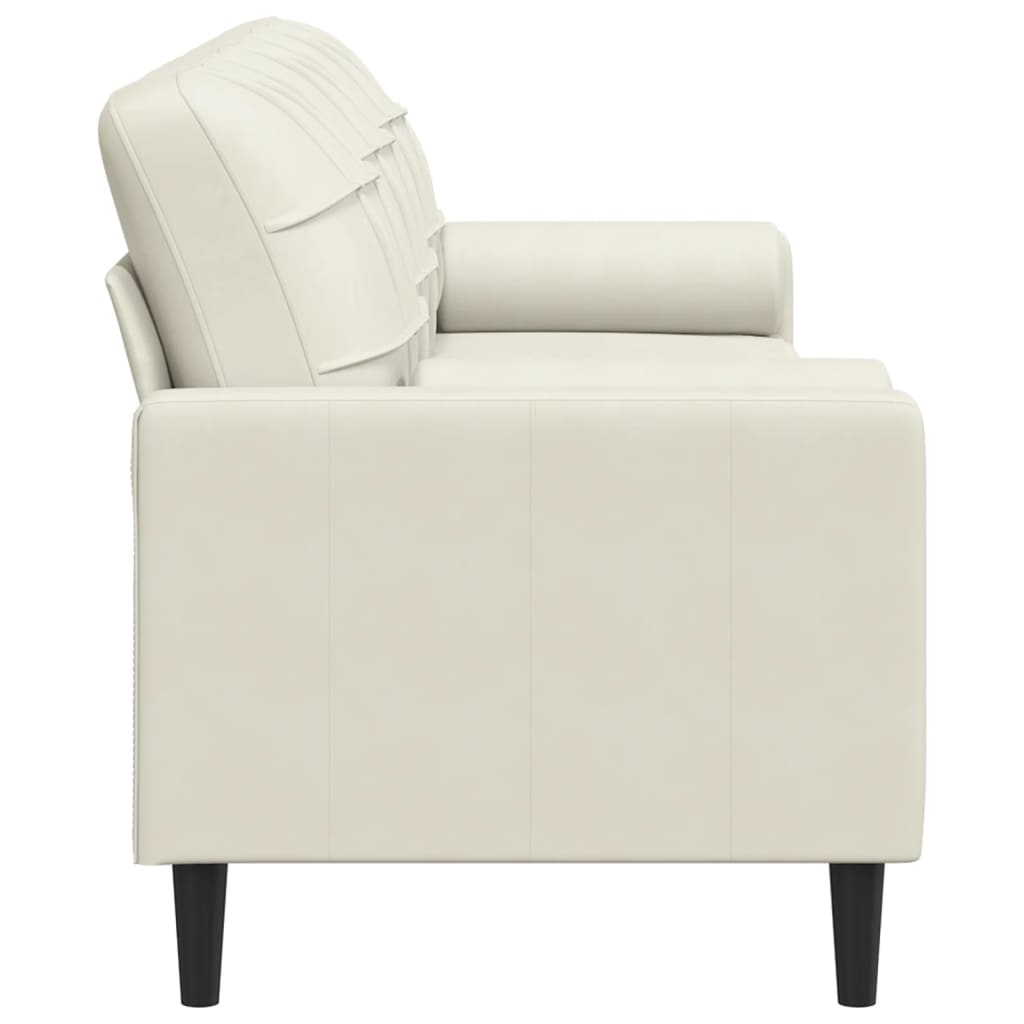 Sofá 3 lugares c/ almofadas decorativas 210 cm veludo creme