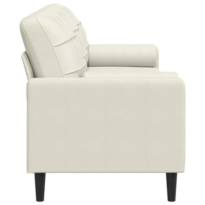 Sofá 3 lugares c/ almofadas decorativas 210 cm veludo creme