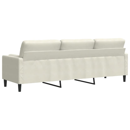 Sofá 3 lugares c/ almofadas decorativas 210 cm veludo creme