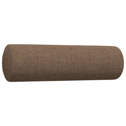 3 pcs conjunto de sofás c/ almofadas/apoio pés tecido castanho