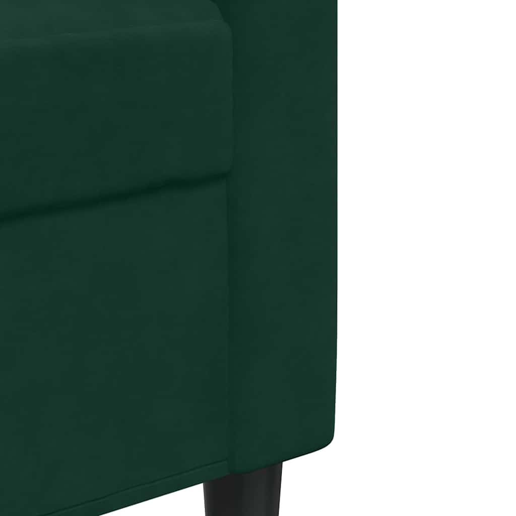 3 pcs conjunto de sofás com almofadões veludo verde-escuro