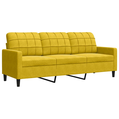 3 pcs conjunto de sofás com almofadões veludo amarelo