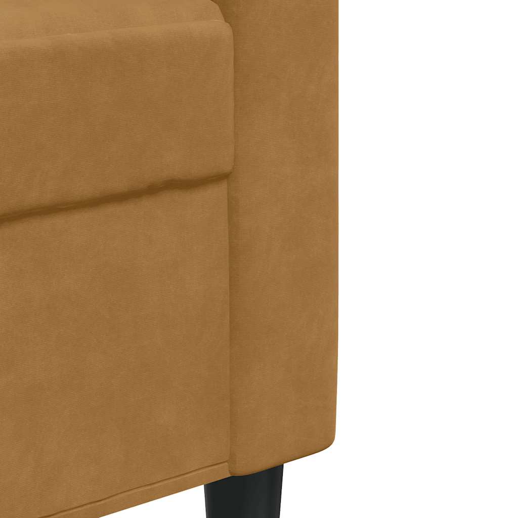 3 pcs conjunto de sofás com almofadões veludo castanho