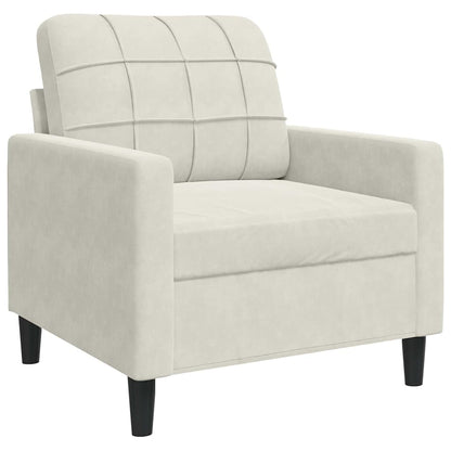 3 pcs conjunto de sofás com almofadões veludo cor creme