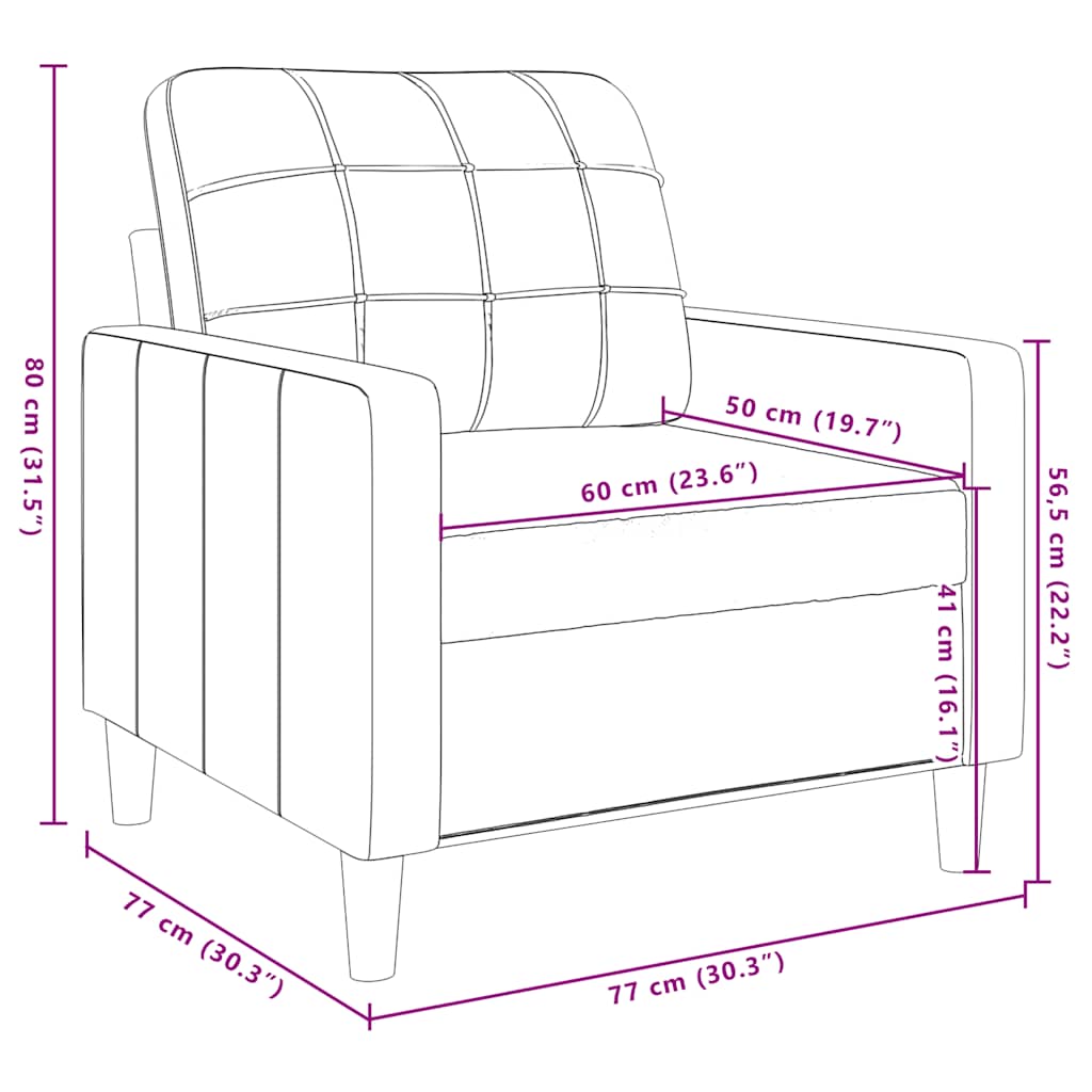 3 pcs conjunto de sofás com almofadões veludo cor creme