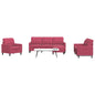 4 pcs conjunto de sofás com almofadões veludo vermelho tinto