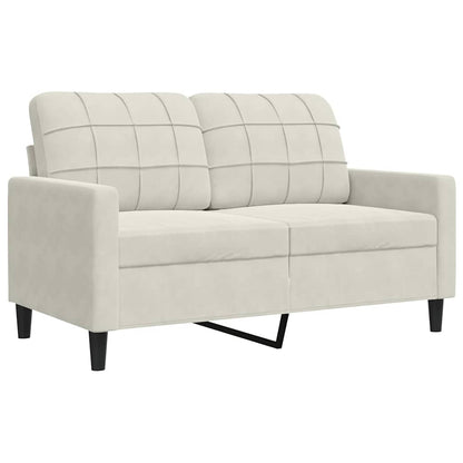 2 pcs conjunto de sofás com almofadões veludo cor creme