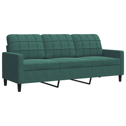 3 pcs conjunto de sofás com almofadões veludo verde-escuro